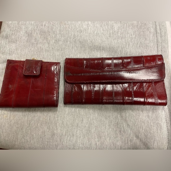 Authentic Red Leather Wallet Set - Picture 1 of 4